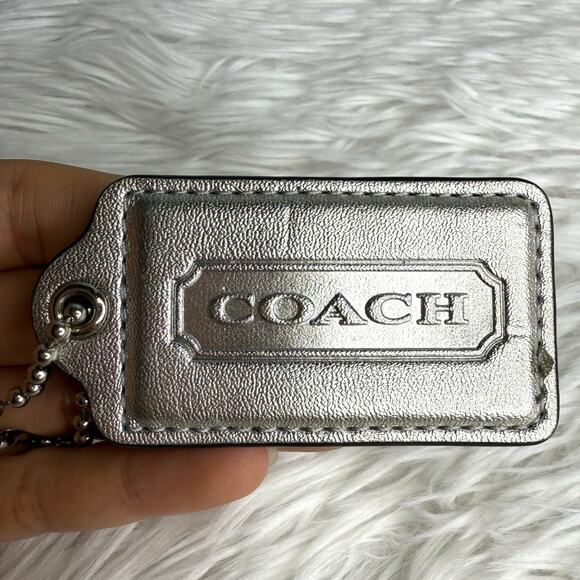 2.5" COACH Silver Fob Bag Charm Hang tag Hangtag - Picture 1 of 2